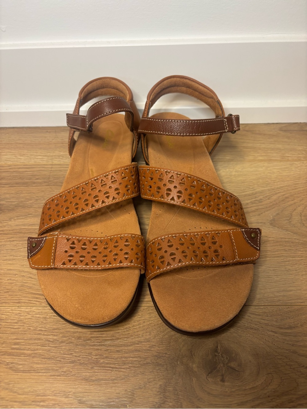Clarks Kittiwake Tan Leather Comfort Sandals – Women’s 11W